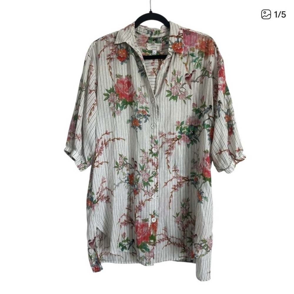 Johnny Was Floral Striped Top - Multicolor